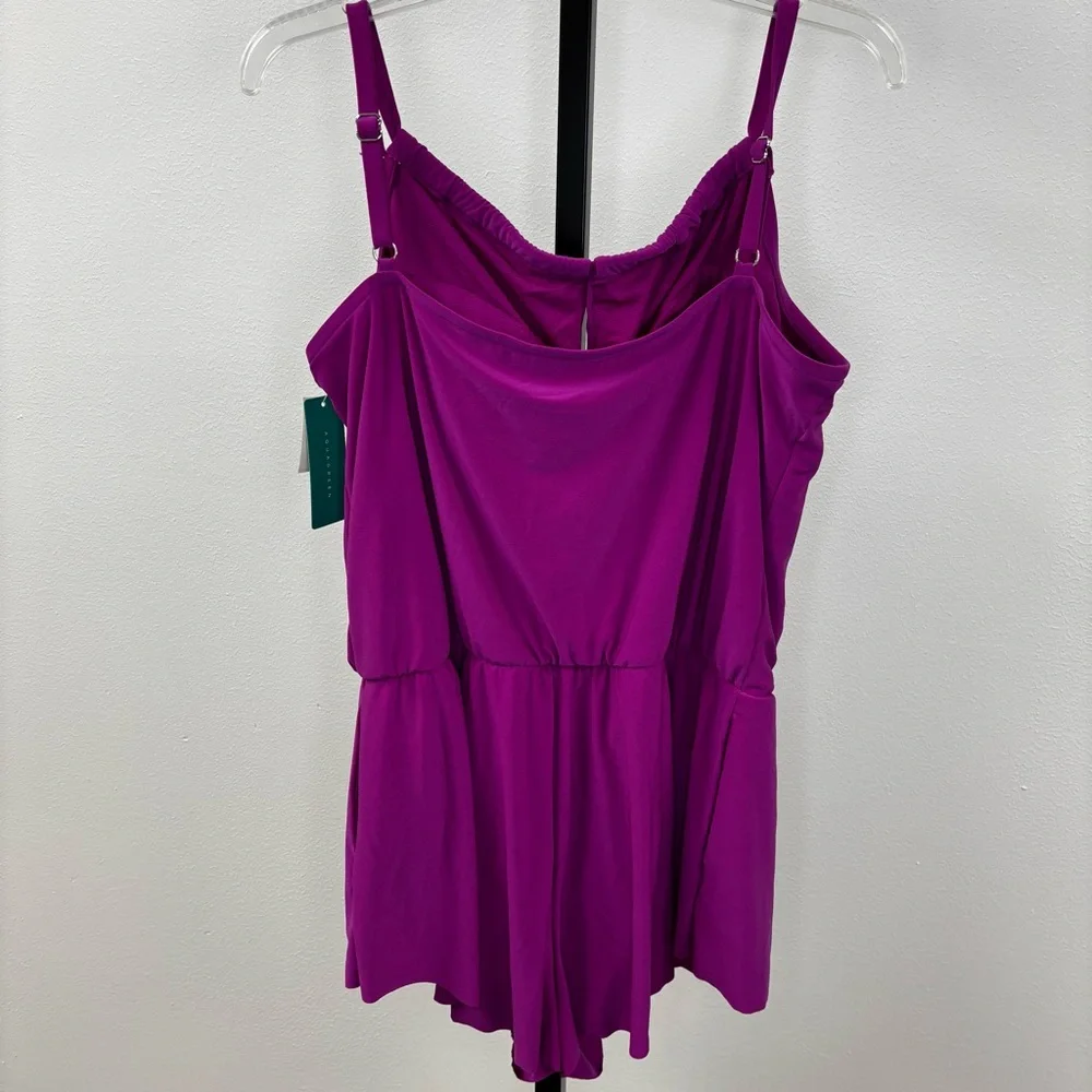 Aqua Green Women's‎ Keyhole Neck Romper Swimsuit Size X Large Crush Pink NWT